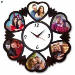 PERSONALISED 6 PICTURE HEART CLOCK (MDF)